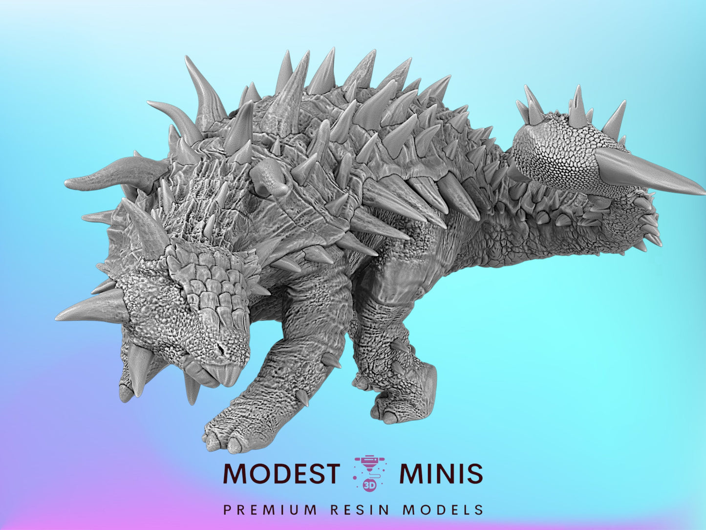 Ankylosaurus Attacking | 15mm - 40mm Scale Dinosaur Miniature | DnD Frostgrave Mini | Epic