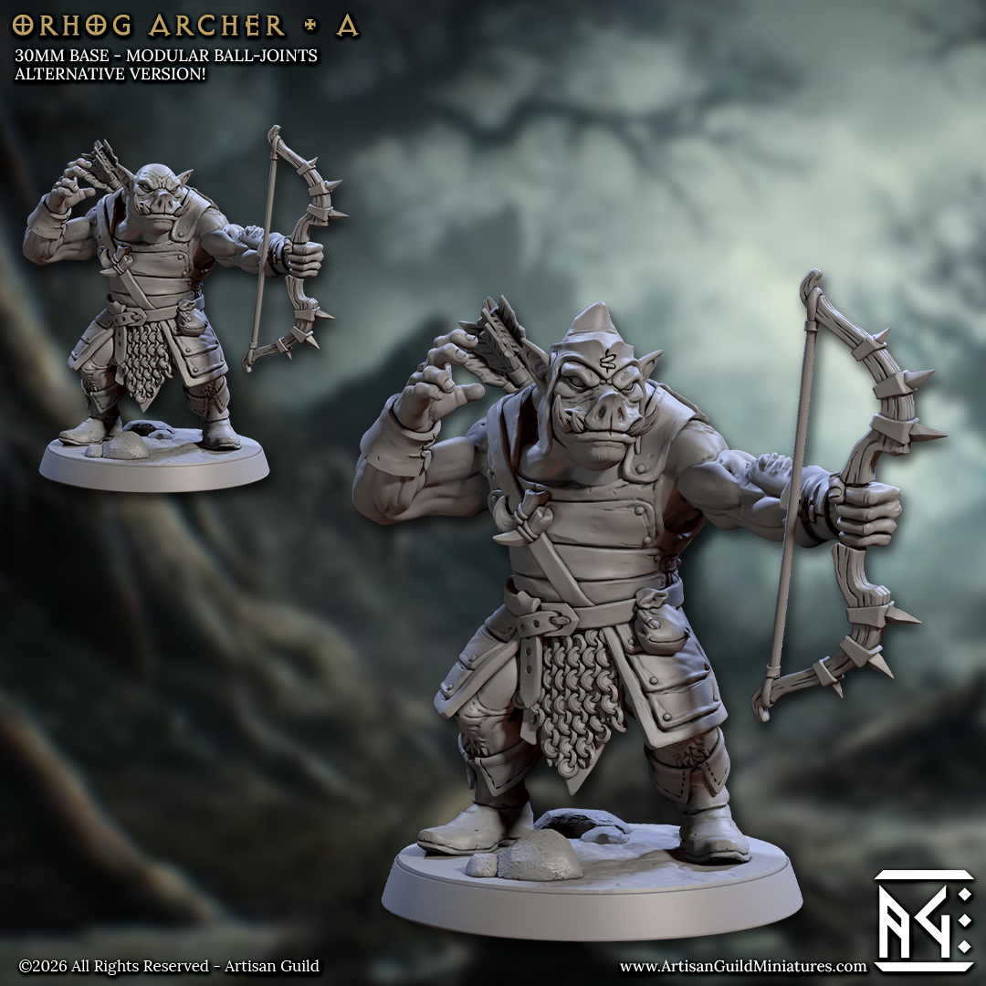 Orhog Archers | 28mm - 75mm Scale Resin Minis | DnD | Frostgrave Artisan Guild Pic Orc