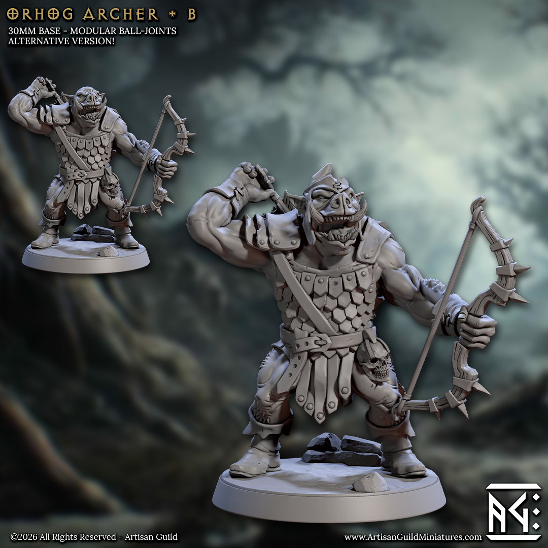 Orhog Archers | 28mm - 75mm Scale Resin Minis | DnD | Frostgrave Artisan Guild Pic Orc