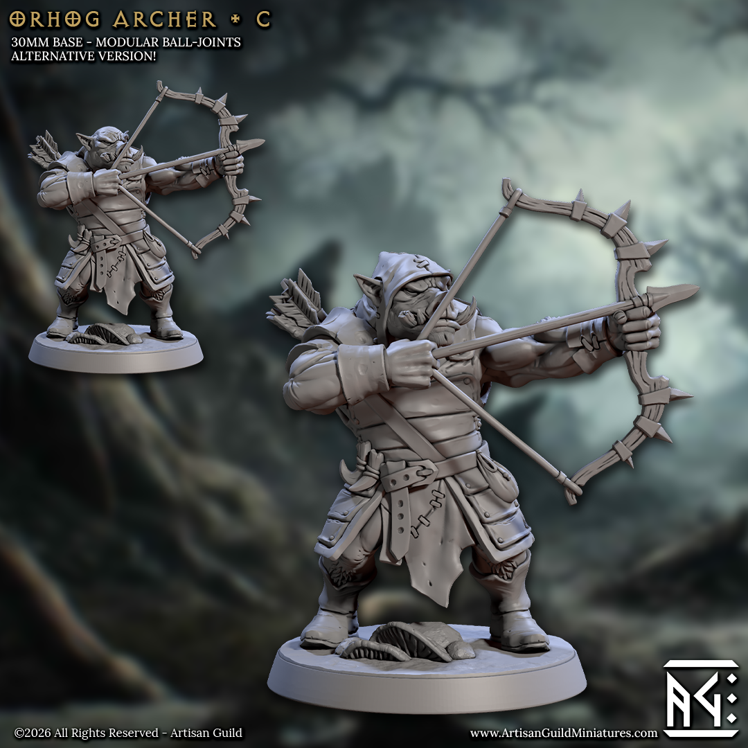 Orhog Archers | 28mm - 75mm Scale Resin Minis | DnD | Frostgrave Artisan Guild Pic Orc