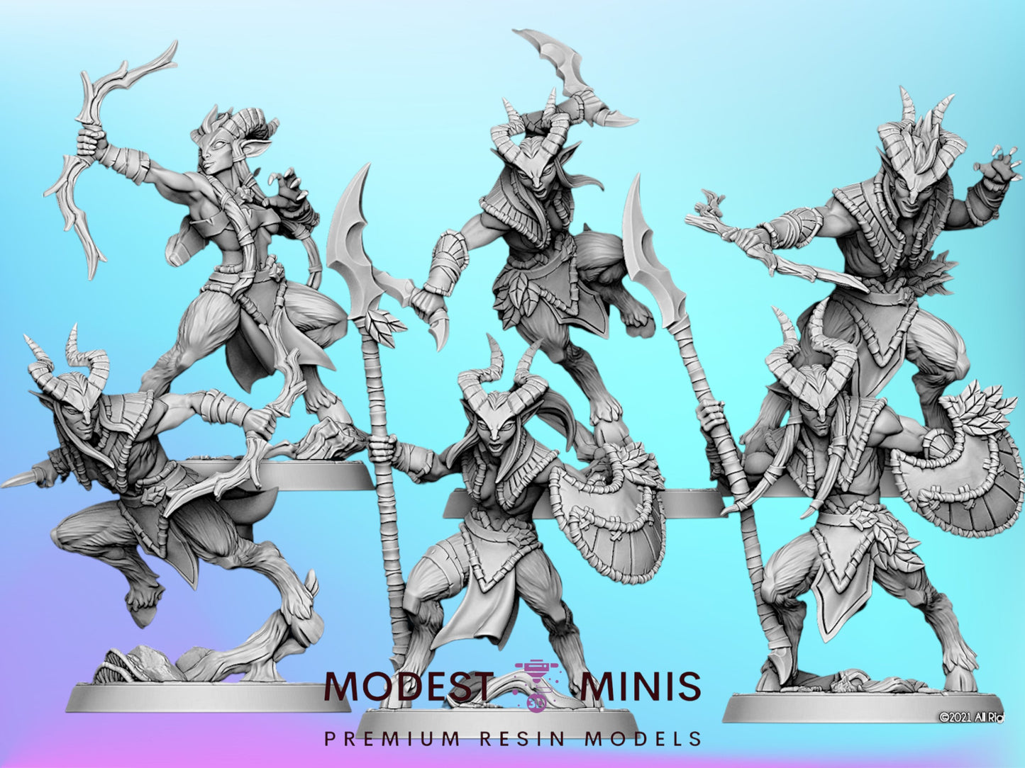 Woodkeeper Satyrs | 28mm - 75mm Scale Resin Minis | DnD | Artisan Guild Arverian Keepers