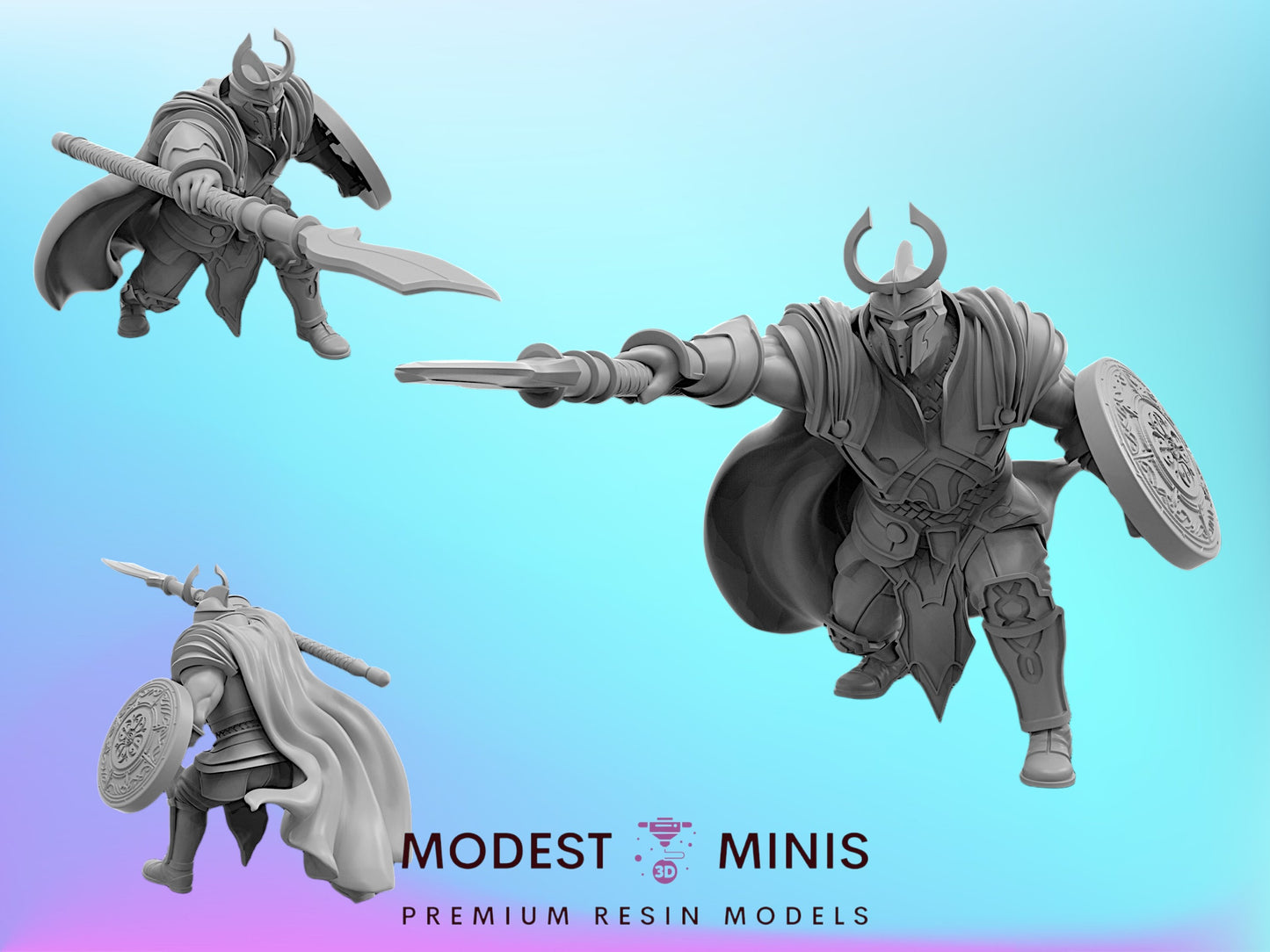Asgardian Spear Knight 3 | 32mm - 40mm Mini | Crisis Protocol Proxy | Superhero | Trident