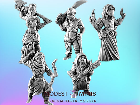 5pc Bandits Set - 25mm - 75mm Scale | DnD | EC3D Fantasy Mini | Beasts and Baddies