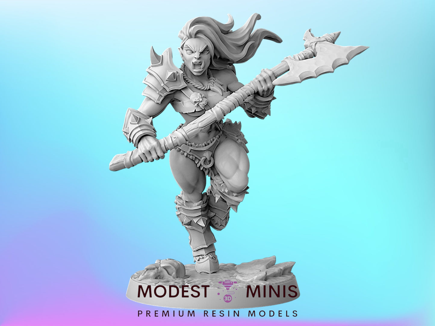 Orc Barbarian D | 28mm - 75mm Scale Resin Minis | DnD | Artisan Guild