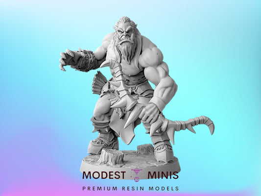 Orc Barbarian E | 28mm - 75mm Scale Resin Minis | DnD | Artisan Guild