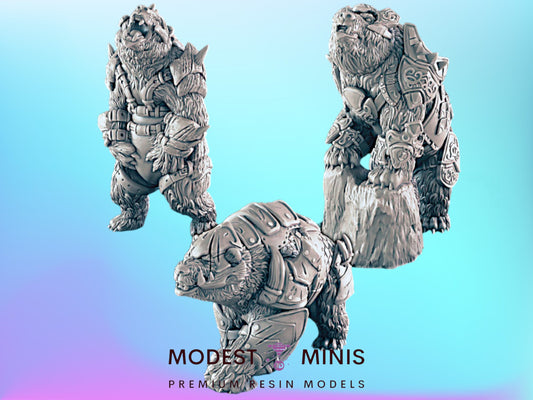 3pc Armored Bears | 25mm - 75mm Scale | DnD | EC3D Fantasy Mini