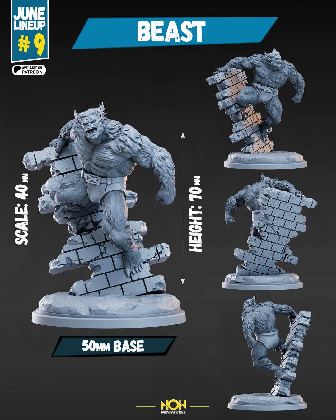 Beast | 32mm - 40mm Mini | Crisis Protocol Proxy | Superhero | Hall of Heroes