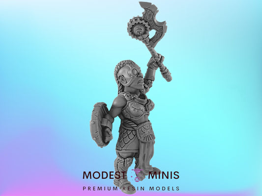 Female Dwarven Berserker | 25mm to 100mm Steampunk Mini | DnD | EC3D