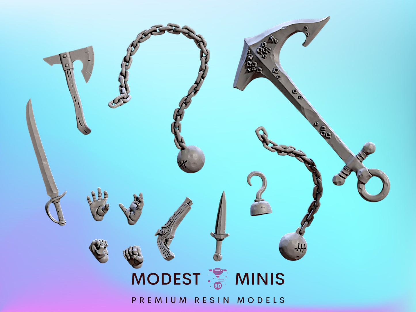 Rise of the Beastmen II Weapons Bits Set | 28mm - 75mm Scale Resin Minis | DnD | Frostgrave Artisan Guild