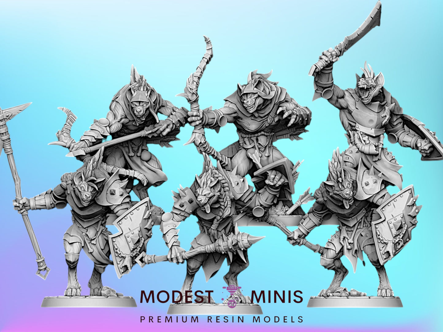 Bonegnasher Gnolls | 28mm - 75mm Scale Resin Minis | DnD | Frostgrave Artisan Guild