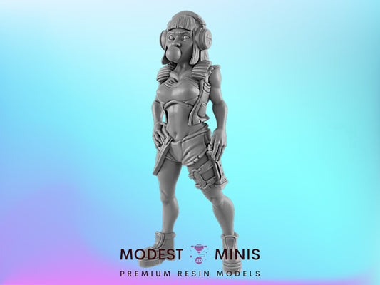 Bubblegum Sally | 25mm - 75mm Scale | DnD | EC3D Cyberpunk Mini | Ghost City