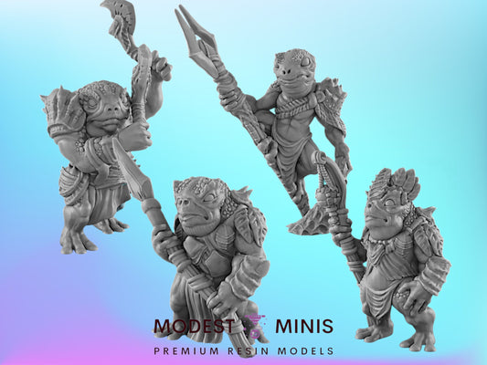 4pc Bullywug Frogfolk Set - 25mm - 75mm Scale | DnD | EC3D Fantasy Mini | Beasts and Baddies