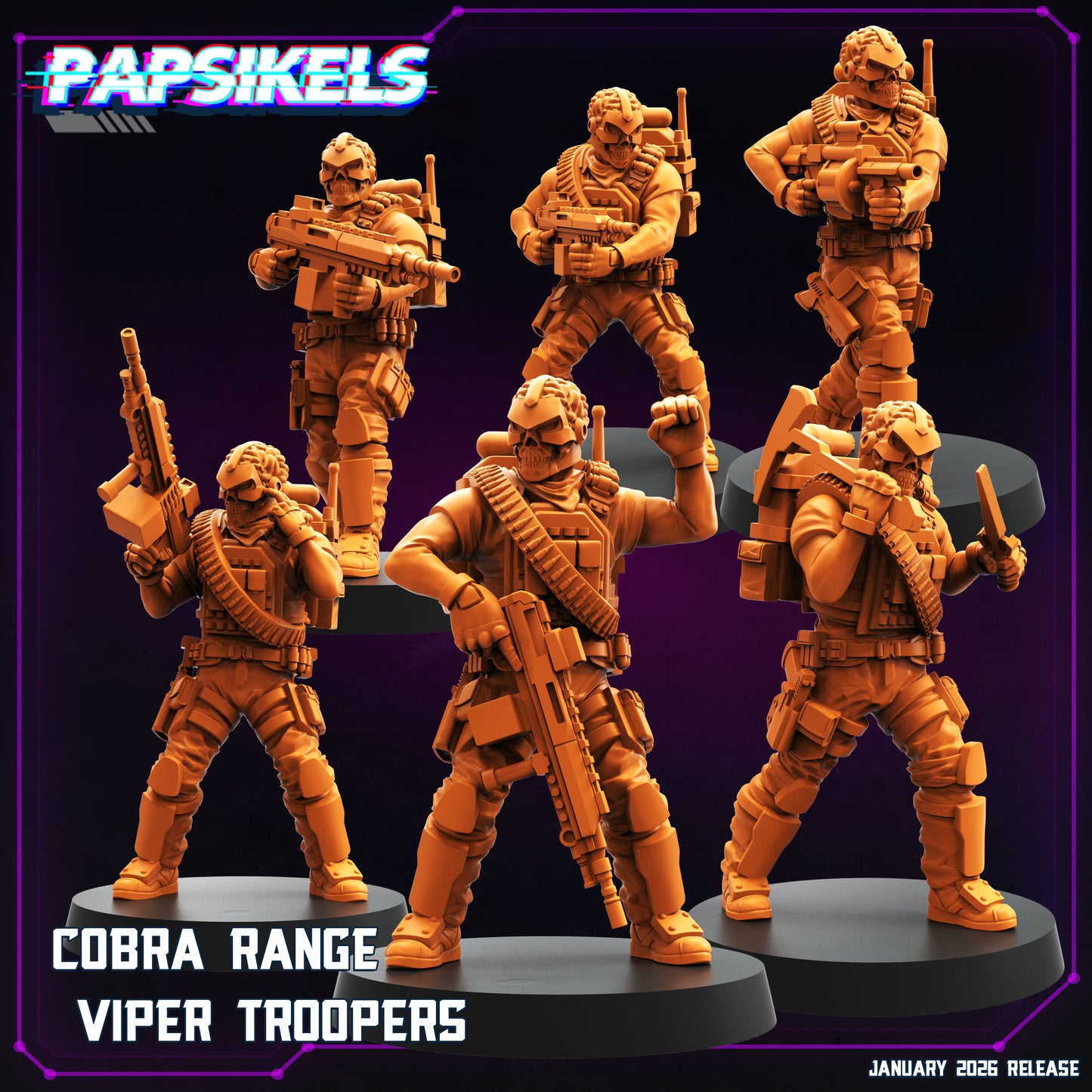 Cobra Range Viper Troopers - 28mm+ Scale Miniature | GI Joe | Cyberpunk | Papsikels