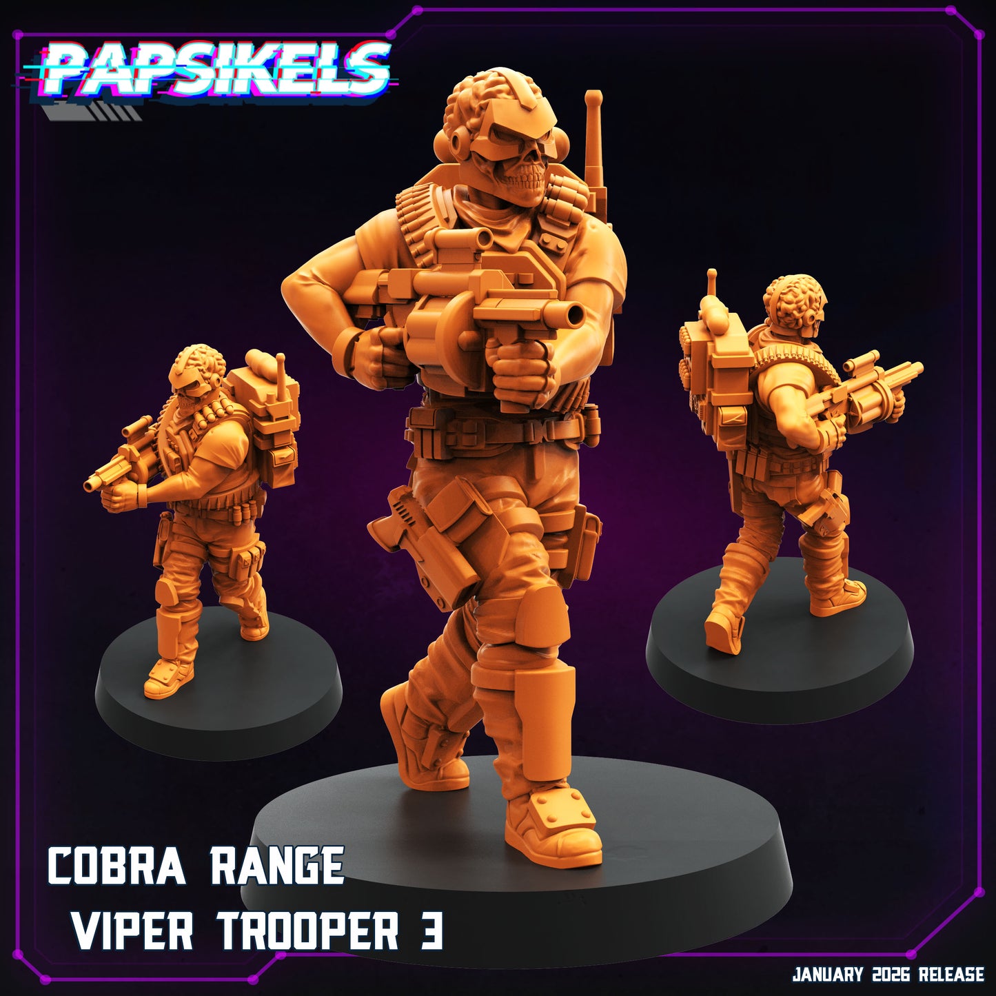 Cobra Range Viper Troopers - 28mm+ Scale Miniature | GI Joe | Cyberpunk | Papsikels