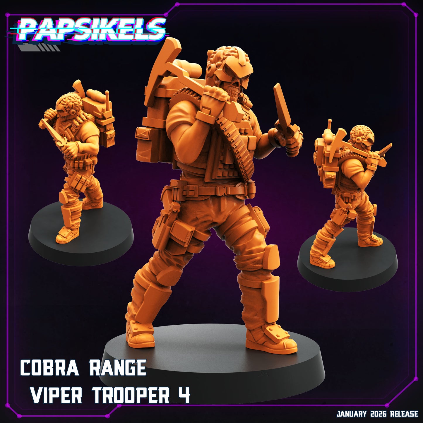 Cobra Range Viper Troopers - 28mm+ Scale Miniature | GI Joe | Cyberpunk | Papsikels