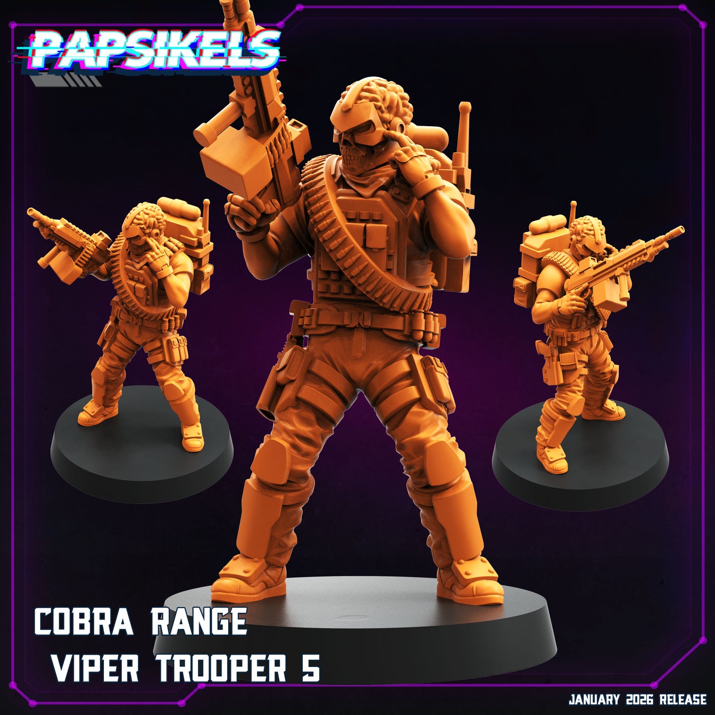 Cobra Range Viper Troopers - 28mm+ Scale Miniature | GI Joe | Cyberpunk | Papsikels