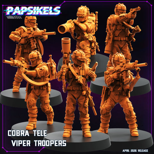 Cobra Tele Viper Troopers - 28mm+ Scale Miniature | GI Joe | Cyberpunk | Papsikels