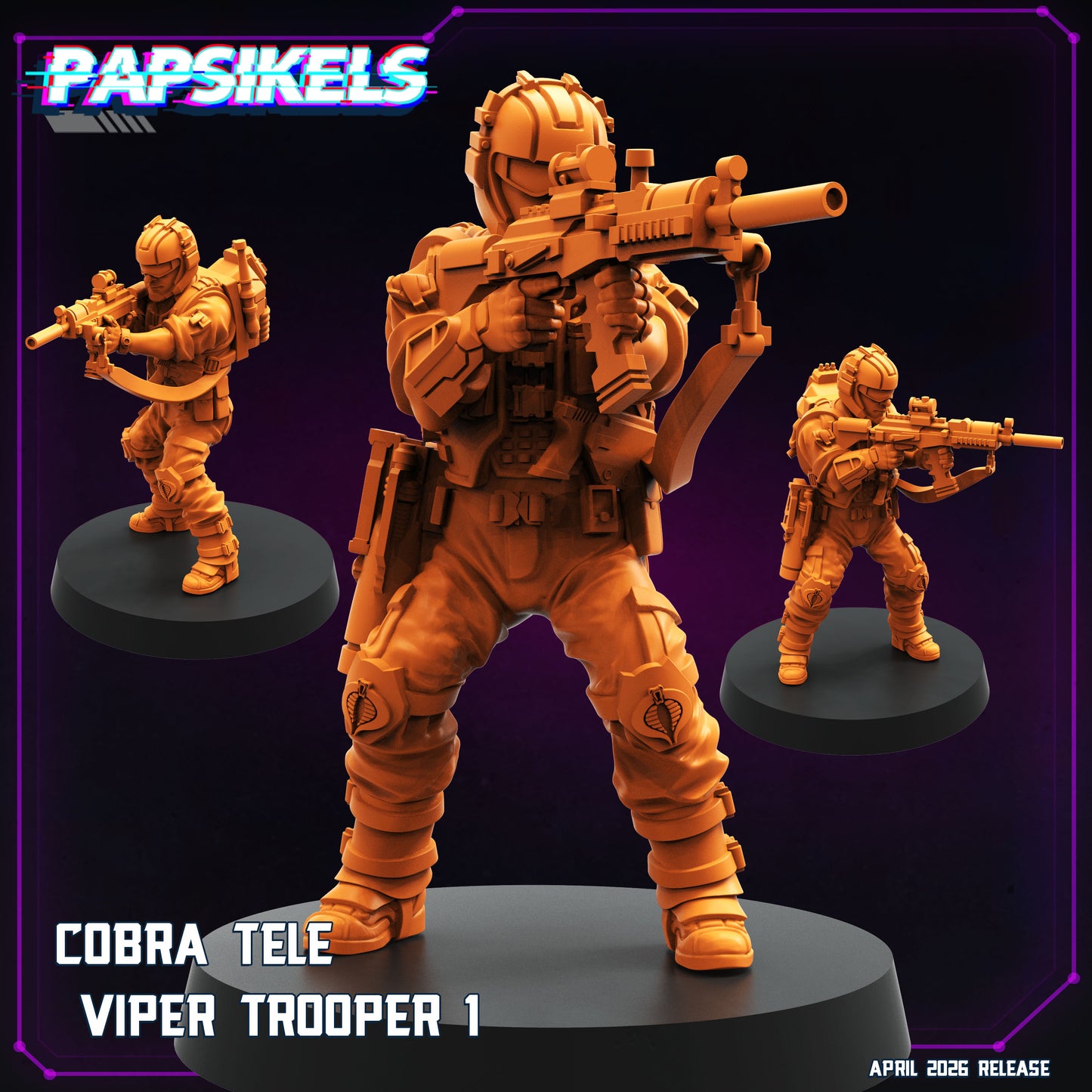Cobra Tele Viper Troopers - 28mm+ Scale Miniature | GI Joe | Cyberpunk | Papsikels