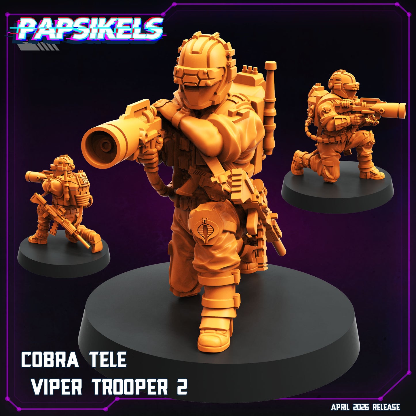 Cobra Tele Viper Troopers - 28mm+ Scale Miniature | GI Joe | Cyberpunk | Papsikels