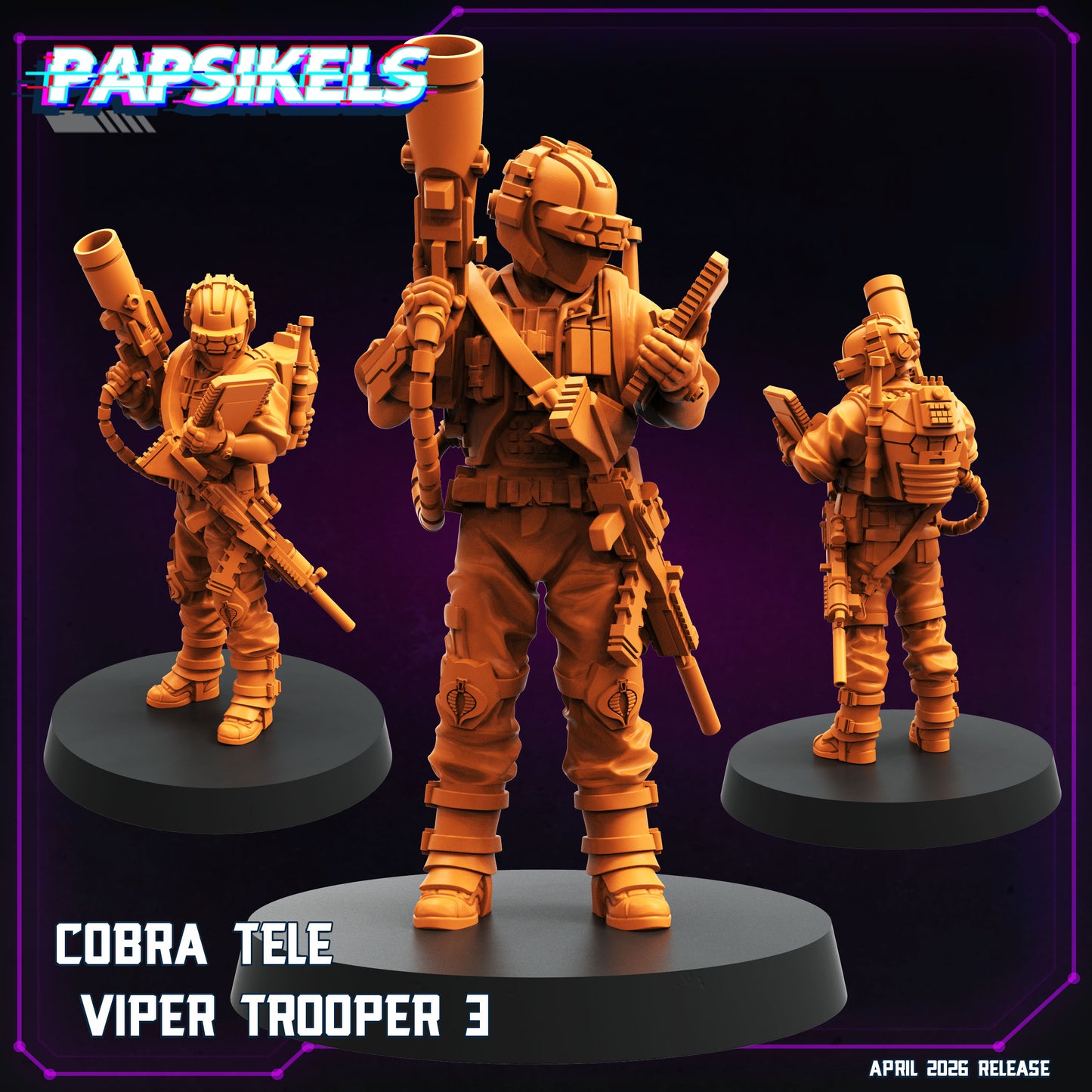 Cobra Tele Viper Troopers - 28mm+ Scale Miniature | GI Joe | Cyberpunk | Papsikels