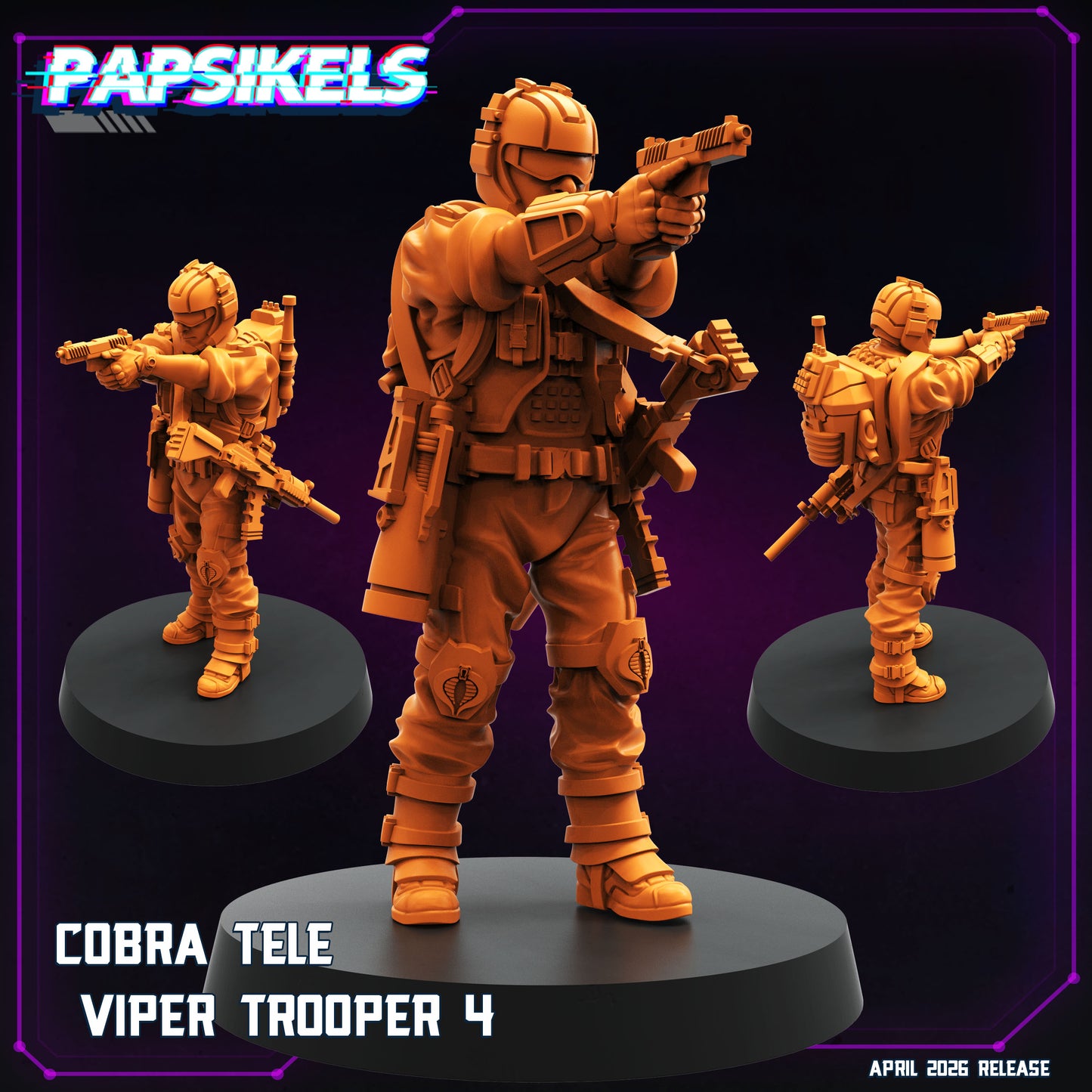 Cobra Tele Viper Troopers - 28mm+ Scale Miniature | GI Joe | Cyberpunk | Papsikels
