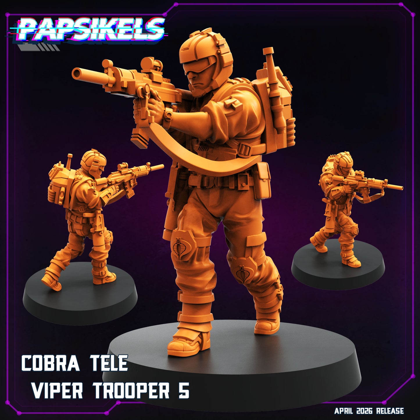 Cobra Tele Viper Troopers - 28mm+ Scale Miniature | GI Joe | Cyberpunk | Papsikels