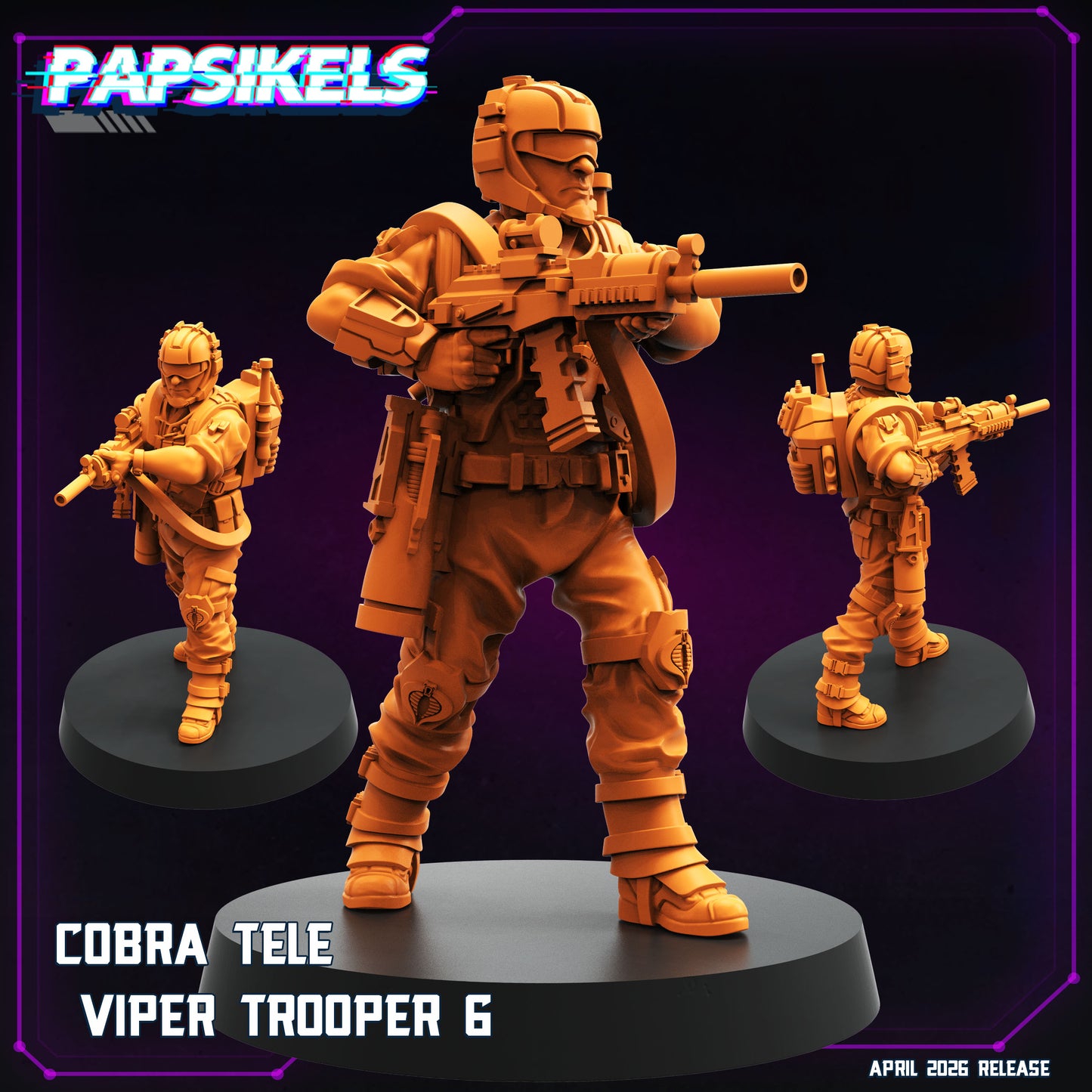 Cobra Tele Viper Troopers - 28mm+ Scale Miniature | GI Joe | Cyberpunk | Papsikels
