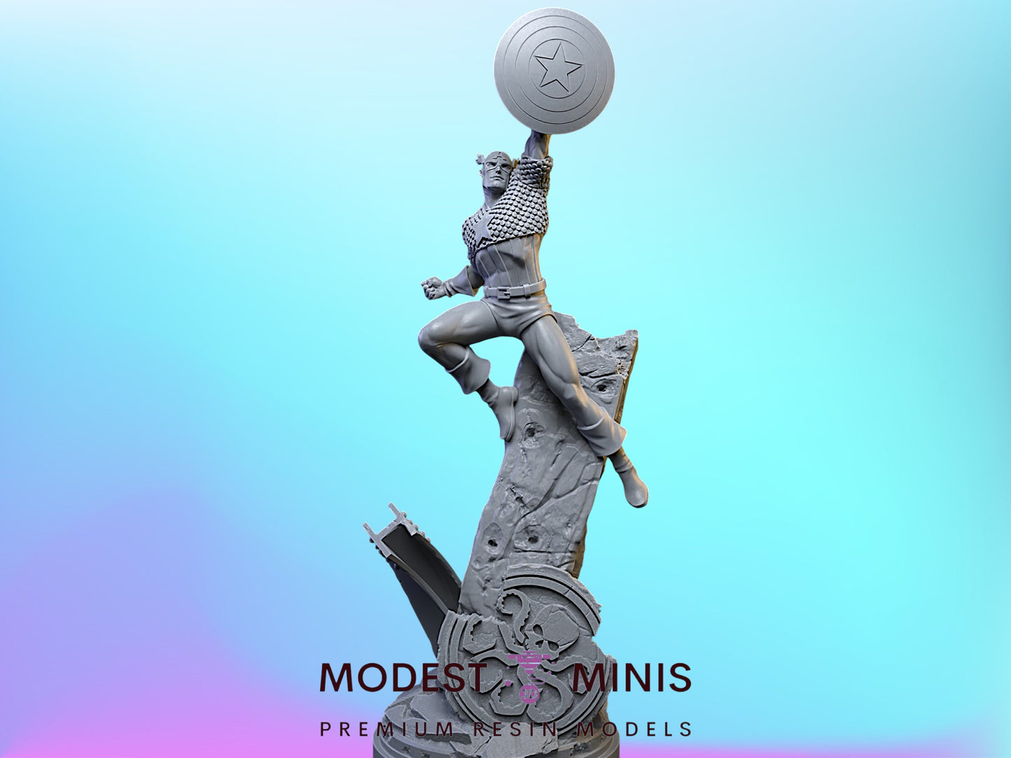 Silver Age Captain America | 32mm - 40mm Mini | Crisis Protocol Proxy | Superhero | C27