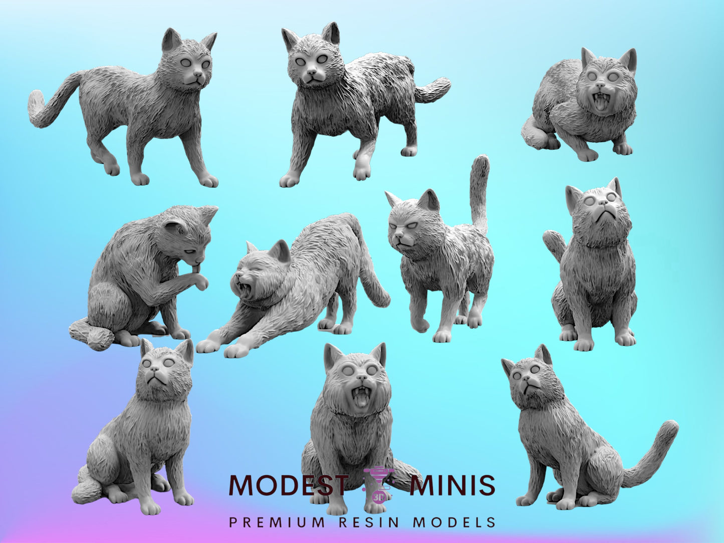 Ship Cats Set - 32mm Scale Miniature | RPG | Sci fi | Papsikels