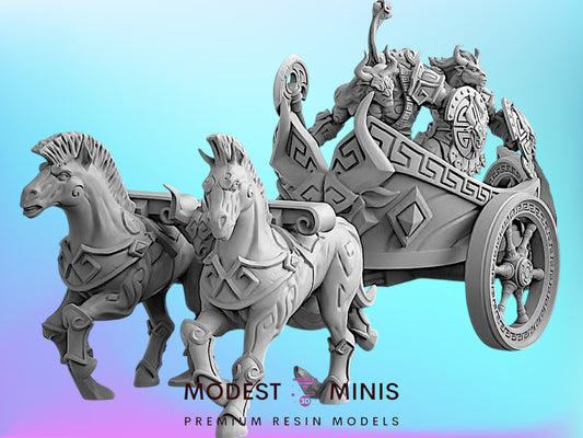 Minoc Chariots | 28mm - 75mm Scale Resin Minis | DnD | Frostgrave Artisan Minotaurs