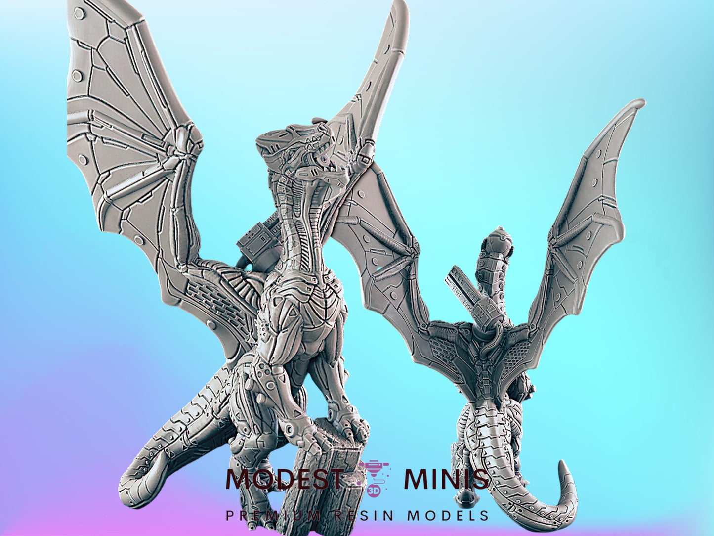 Cyber Dragon | 25mm - 32mm Scale | DnD | Cyberpunk | EC3D Sci Fi Mini