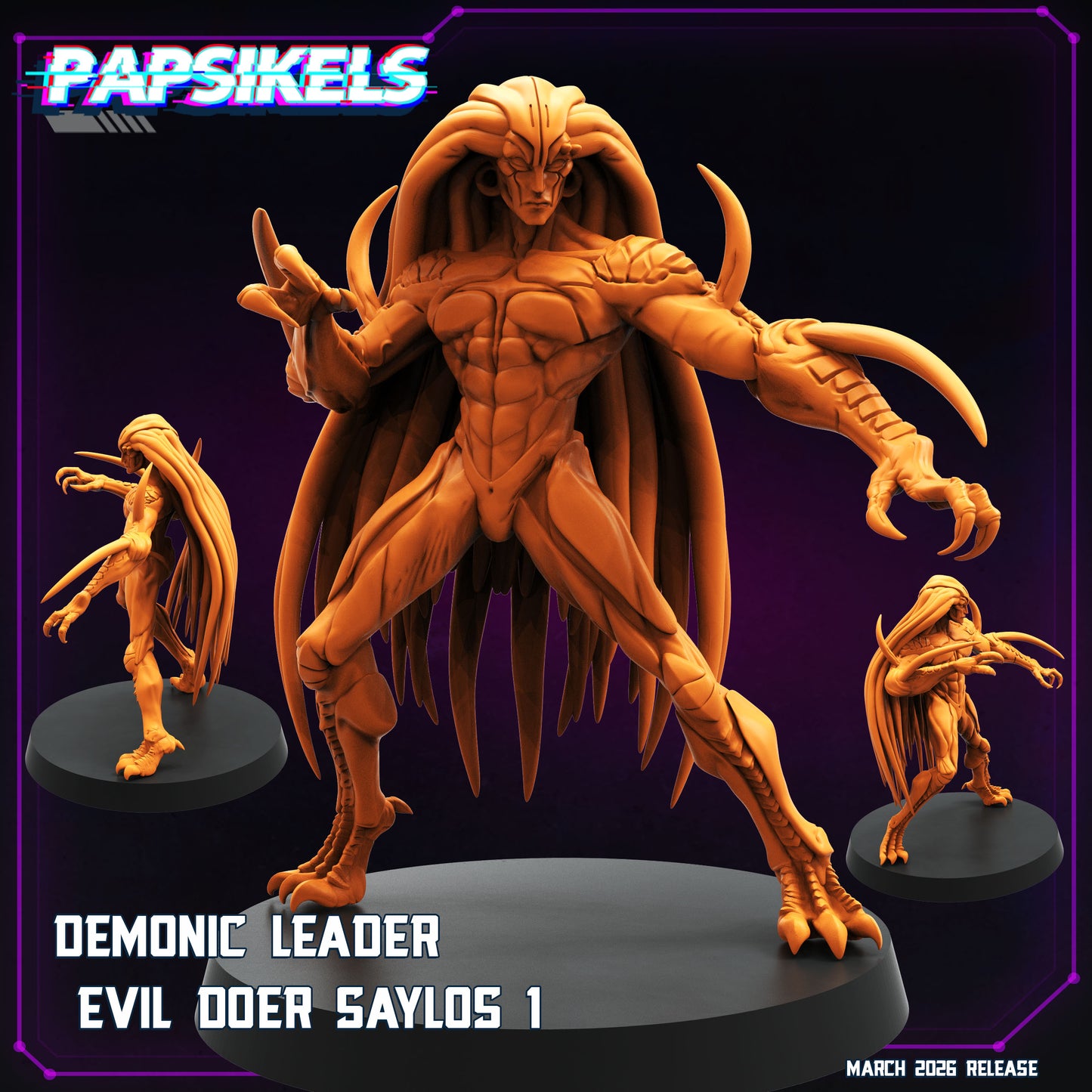 Demonic Leader Evil Doer Saylos - 32mm Scale Cyberpunk Devilman Shadowrun | Papsikels