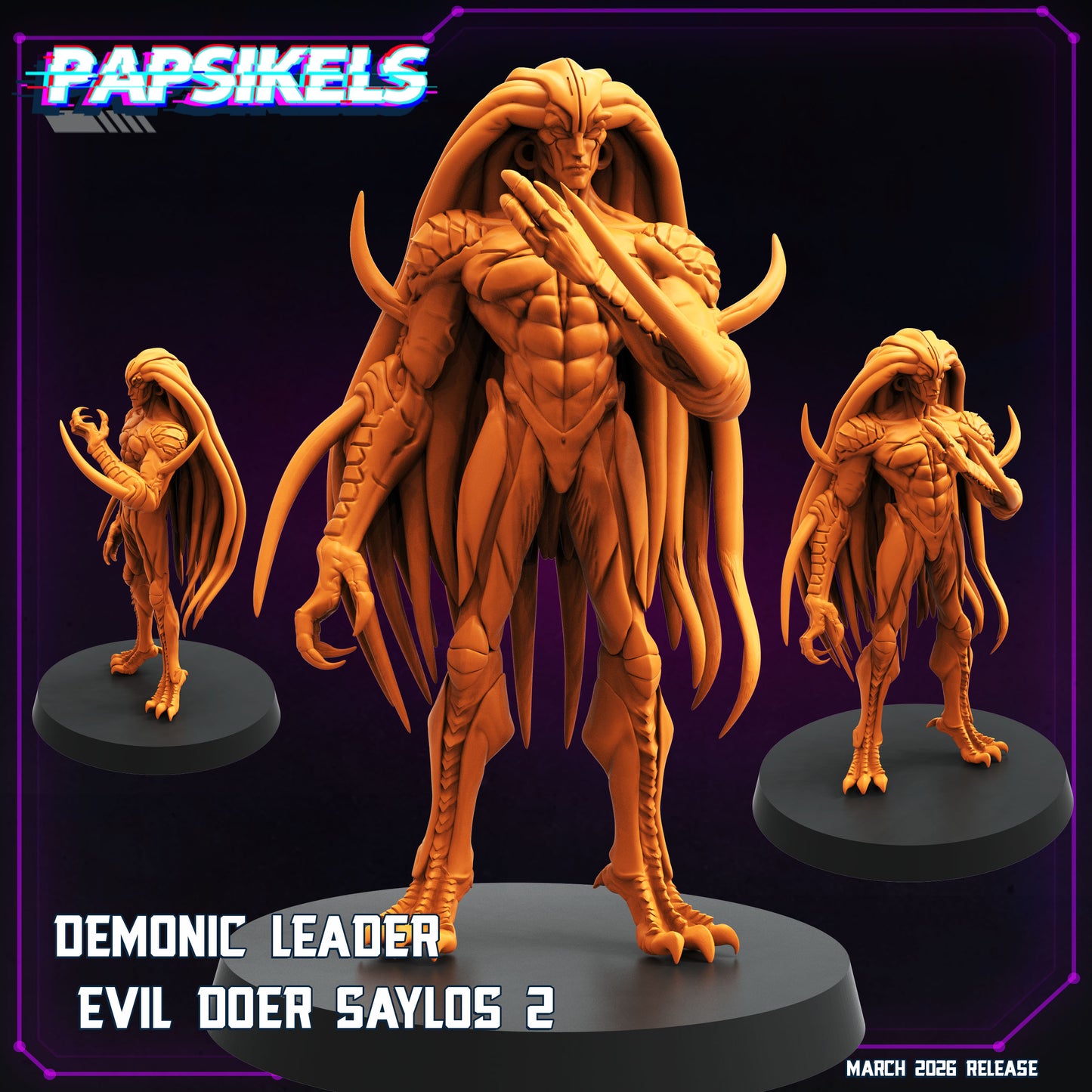 Demonic Leader Evil Doer Saylos - 32mm Scale Cyberpunk Devilman Shadowrun | Papsikels