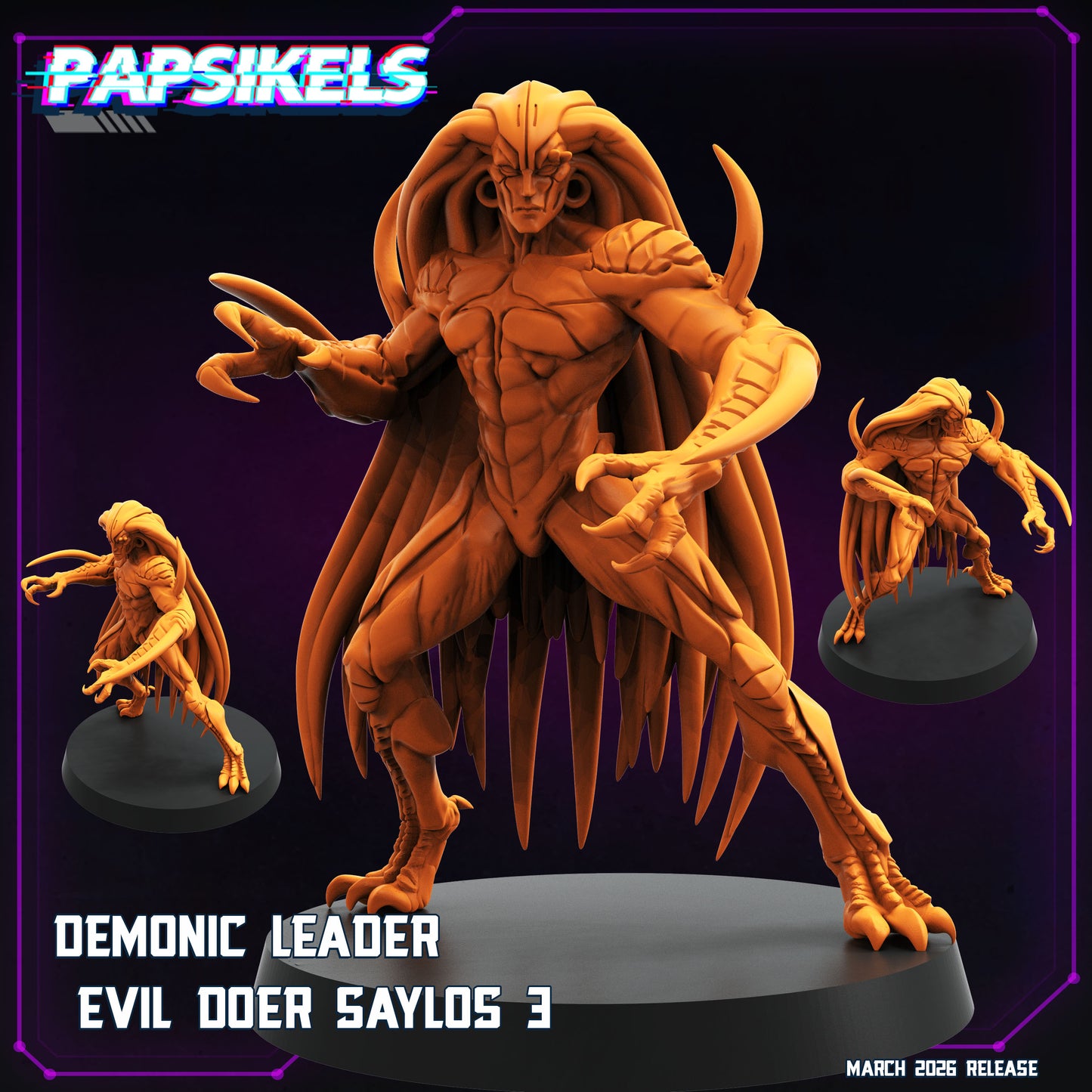 Demonic Leader Evil Doer Saylos - 32mm Scale Cyberpunk Devilman Shadowrun | Papsikels