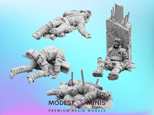 Resilience Fighter Corpses A-D - 32mm Scale Resistence | RPG | Sci fi | Cyberpunk | Role Playing | DnD | Papsikel