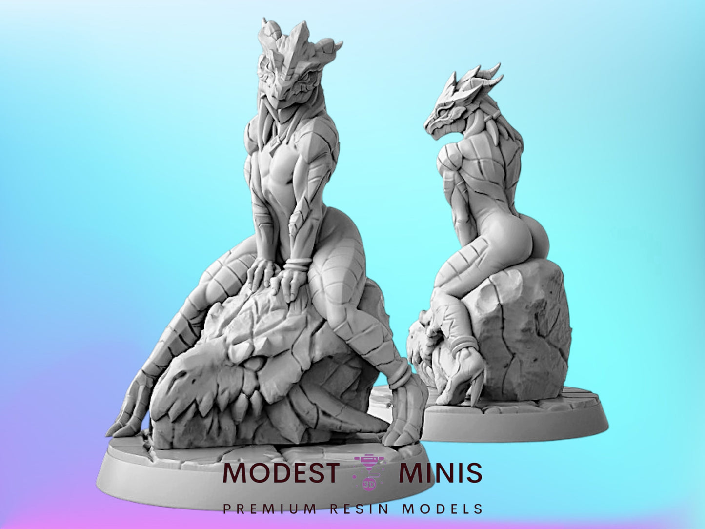 Female Dragonborn Sitting on Skull