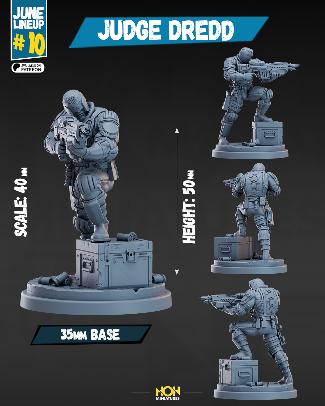 Judge Dredd | 32mm - 40mm Mini | Crisis Protocol Proxy | Superhero | Hall of Heroes