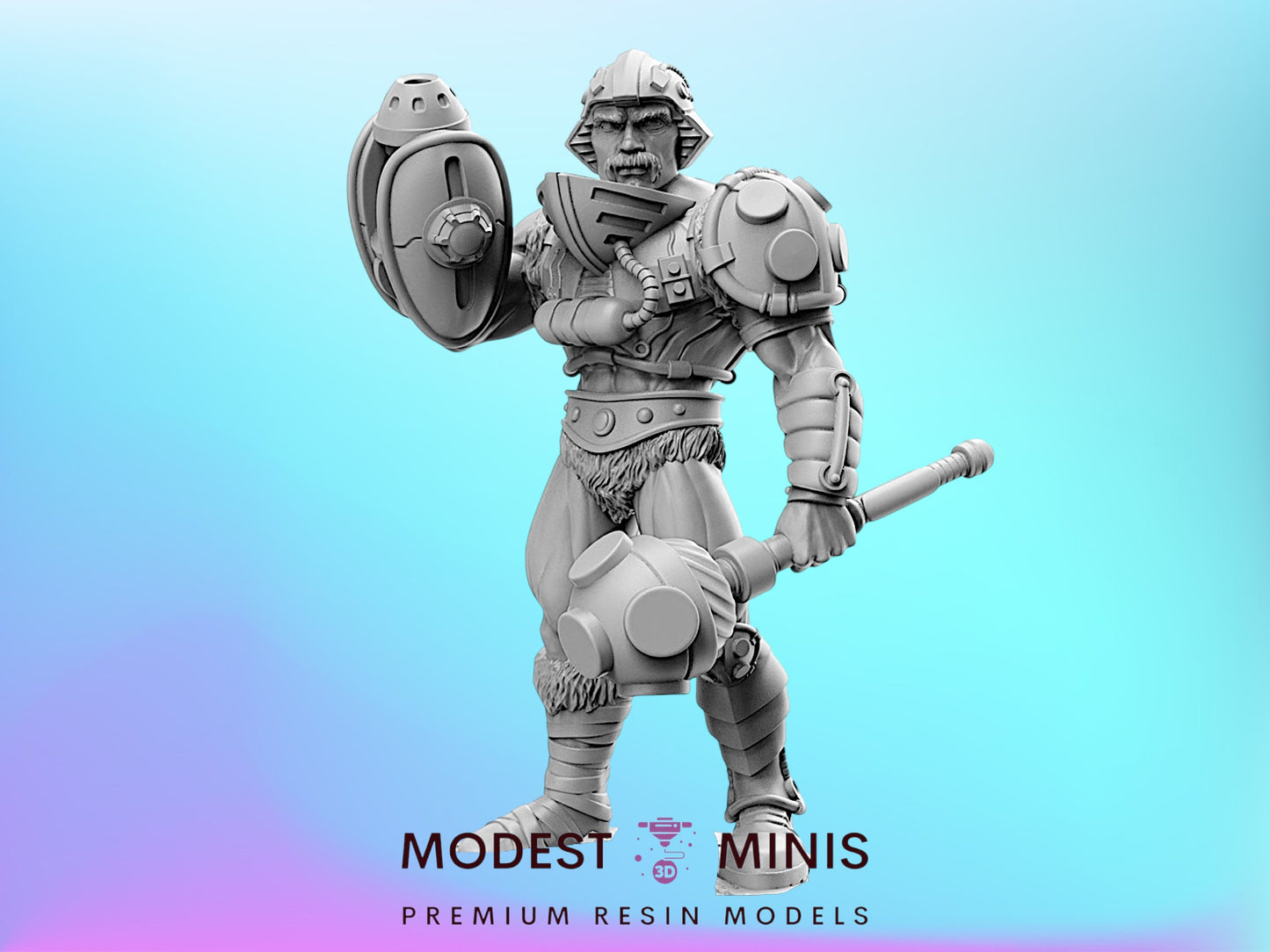 Man at Arms Blaster - 28mm - 100mm DnD Miniature | He-Man | 80's Fantasy Mini - RN Estudio