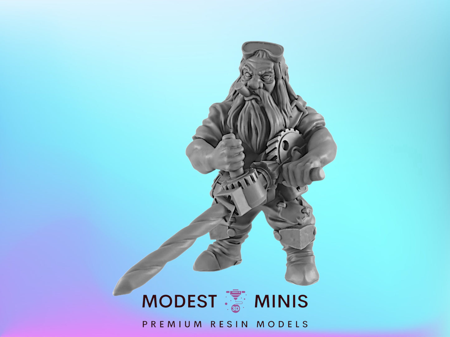Dwarf Worker | 25mm to 100mm Steampunk Mini | DnD | EC3D