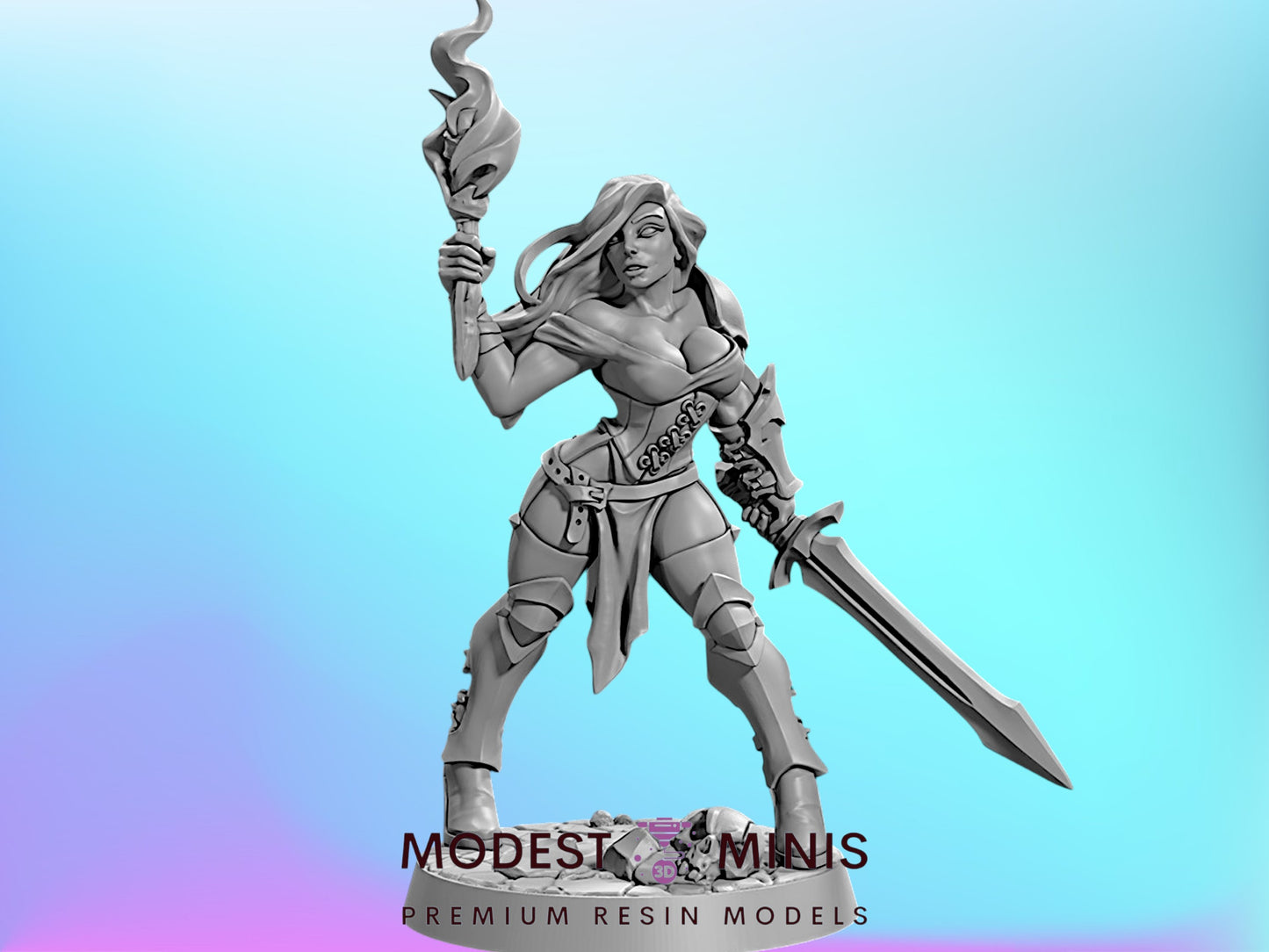 Elena Fighters Guild Beauty | 28mm - 75mm Scale Resin Minis | DnD | Frostgrave Artisan Guild