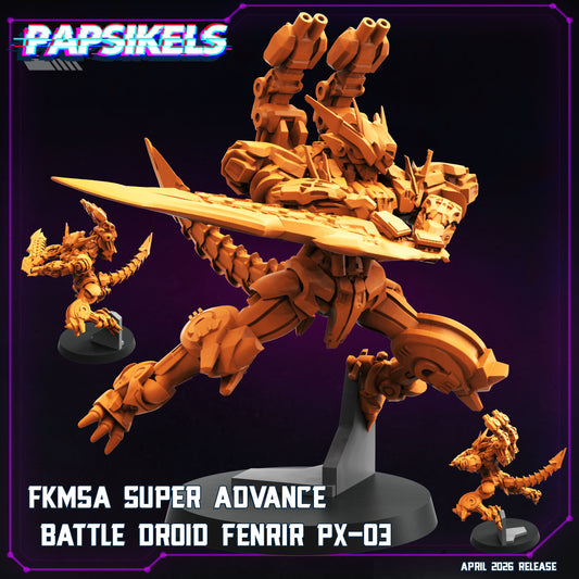 FKMSA Super Advance Battle Droid Fenrir PX 03 - 32mm Scale Cyberpunk Gundam Shadowrun | Papsikels