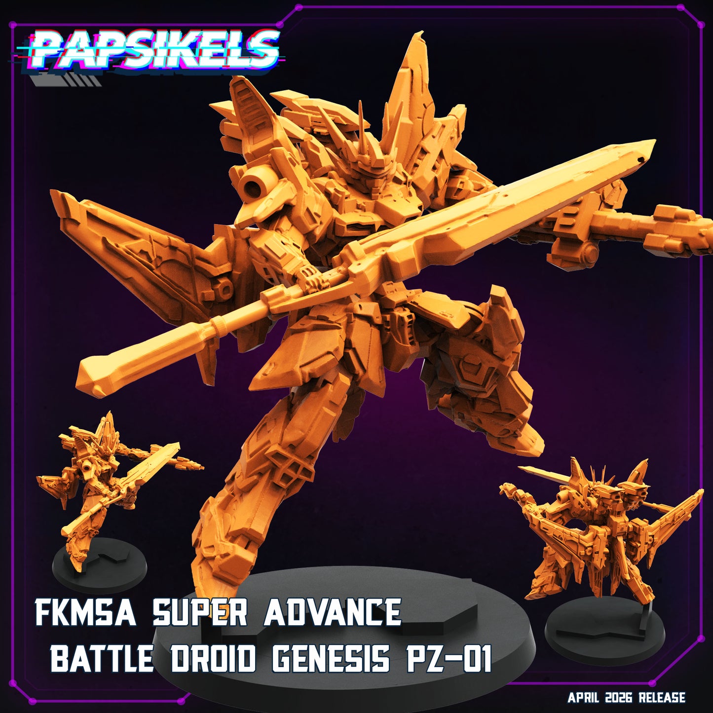 FKMSA Super Advance Battle Droid Genesis PZ 01 - 32mm Scale Cyberpunk Gundam Shadowrun | Papsikels