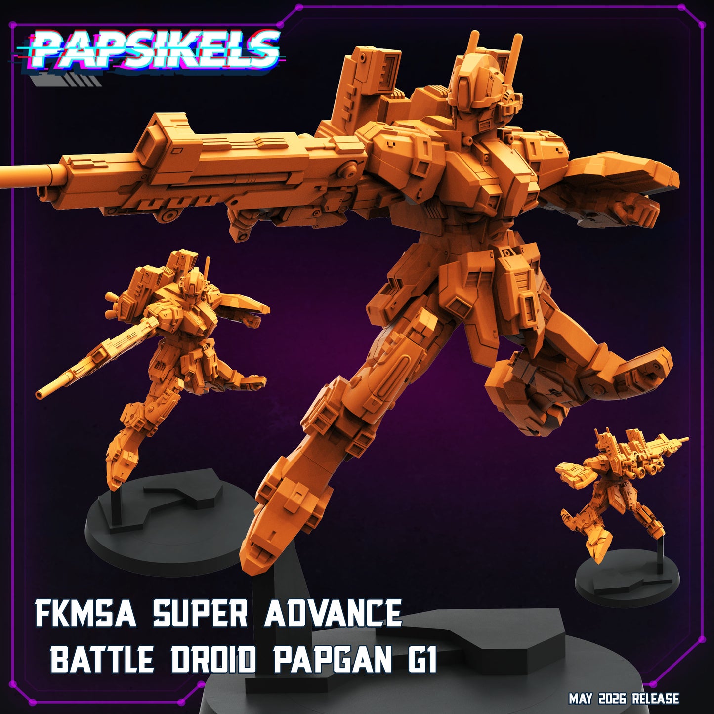 FKMSA Super Advance Battle Droid Papgan G1 - 32mm Scale Cyberpunk Gundam Shadowrun | Papsikels