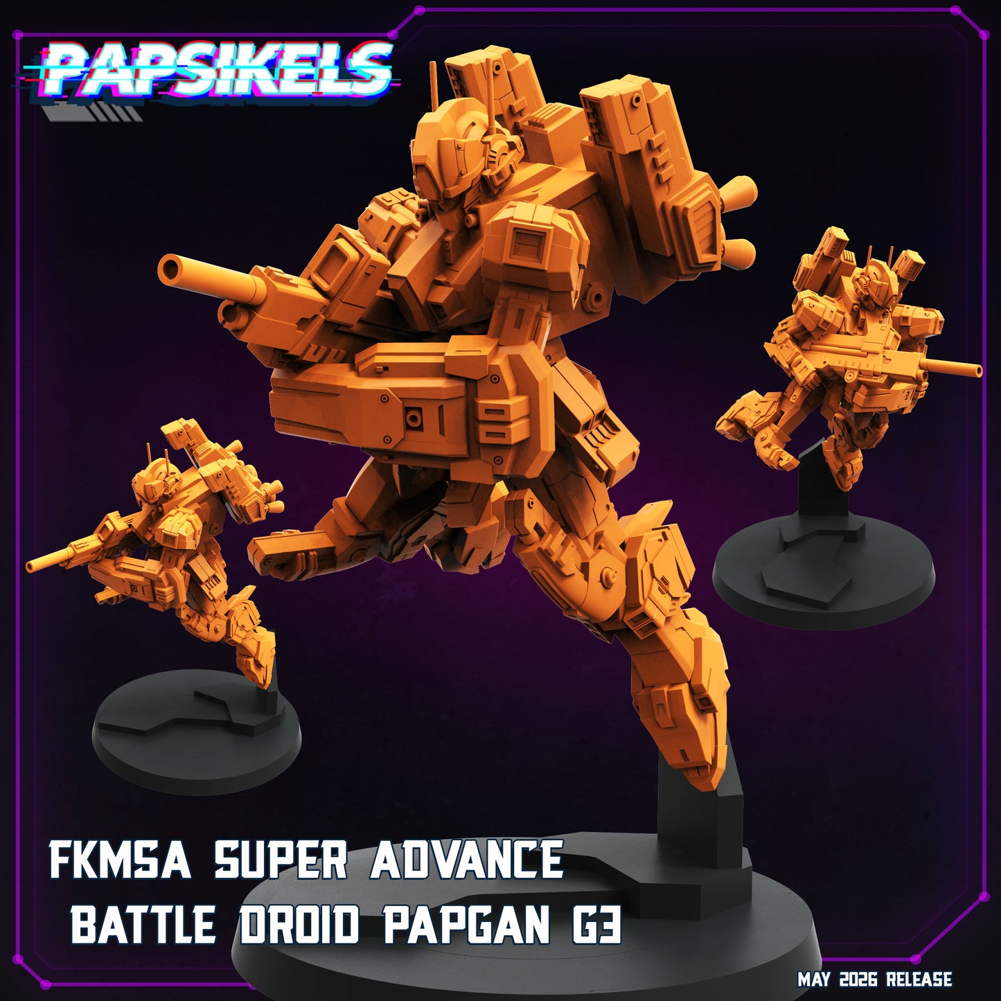FKMSA Super Advance Battle Droid Papgan G3 - 32mm Scale Cyberpunk Gundam Shadowrun | Papsikels