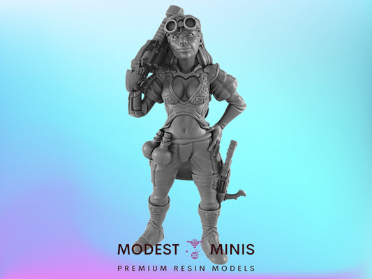 Female Hunter | 25mm to 100mm Steampunk Mini | DnD | EC3D (Copy)