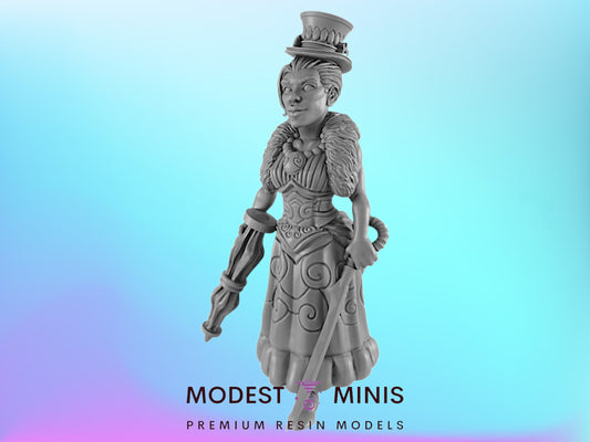 Femme Fatale | 25mm to 100mm Steampunk Mini | DnD | EC3D