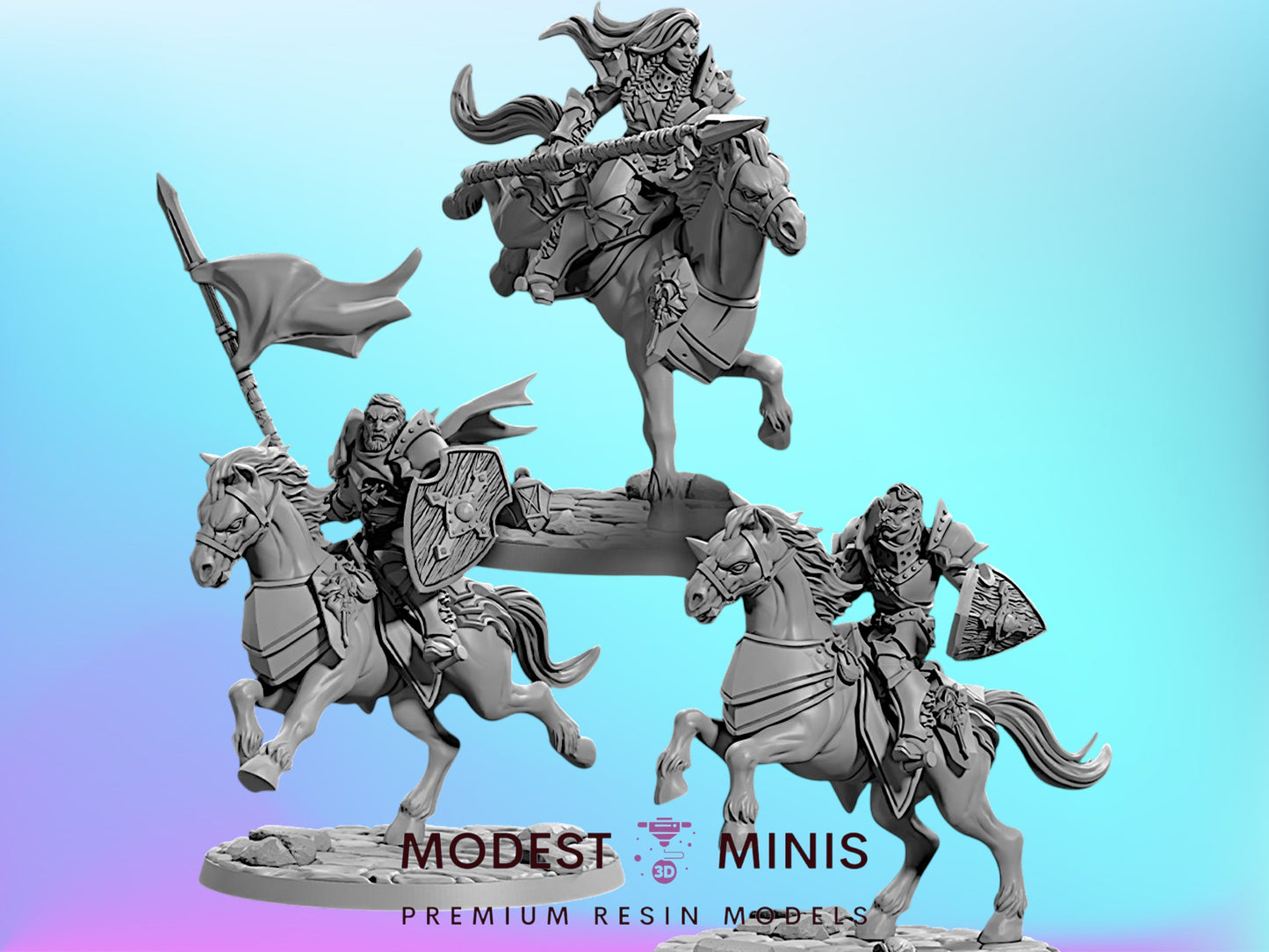 Fighters Guild Riders | 28mm - 75mm Scale Resin Minis | DnD | Frostgrave Artisan Guild