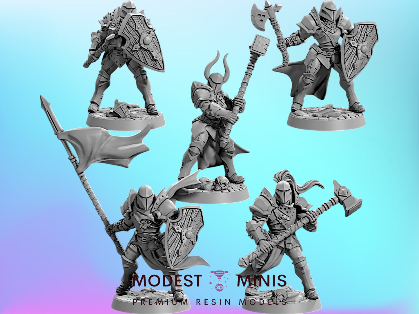 Human Fighters Guild Set 2 | 28mm - 75mm Scale Resin Minis | DnD | Frostgrave Artisan Guild