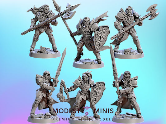 Human Fighters Guild Set 1 | 28mm - 75mm Scale Resin Minis | DnD | Frostgrave Artisan Guild