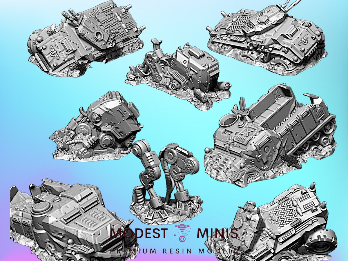 Vehicles Destroyed | 25mm - 40mm Scale | Survivor Wargame Terrain | Badlands Terrain | Txarli